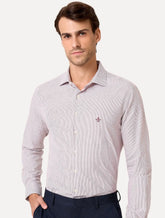 Camisa Dudalina Masculina Slim Superfine Cotton Listrada Vermelha