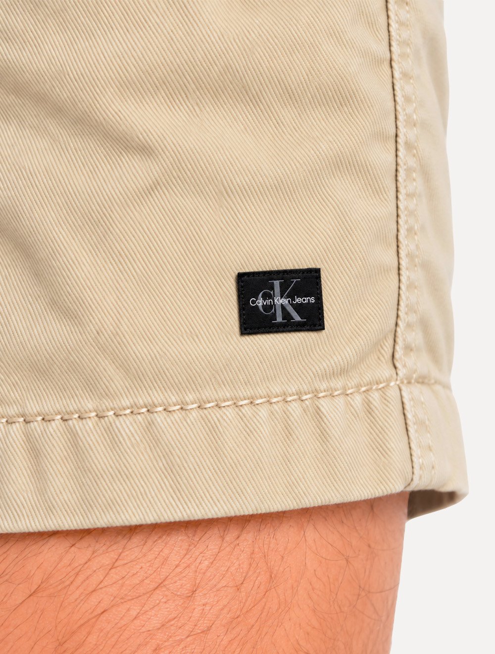 Short Calvin Klein Jeans Sarja Masculino Color Elastic Mini CK Logo Cáqui Claro