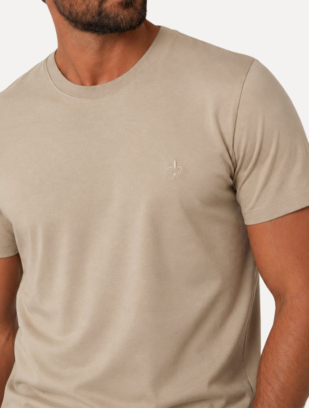 Camiseta Dudalina Masculina Essentials Modal Logo Areia