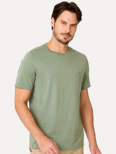 Camiseta Dudalina Masculina Essentials Modal Logo Verde Oliva