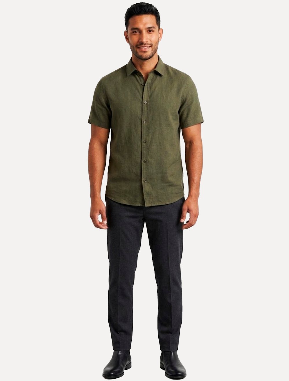 Camisa John John Masculina Regular Manga Curta Rustic Mono Logo Verde Médio