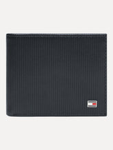 Carteira Tommy Hilfiger Masculina Couro Mini Flag Textura Vertical Azul Marinho