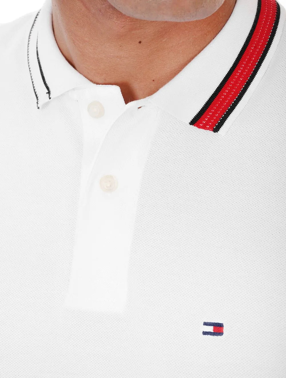 Polo Tommy Hilfiger Masculina Regular Sophisticated Tipping Branca