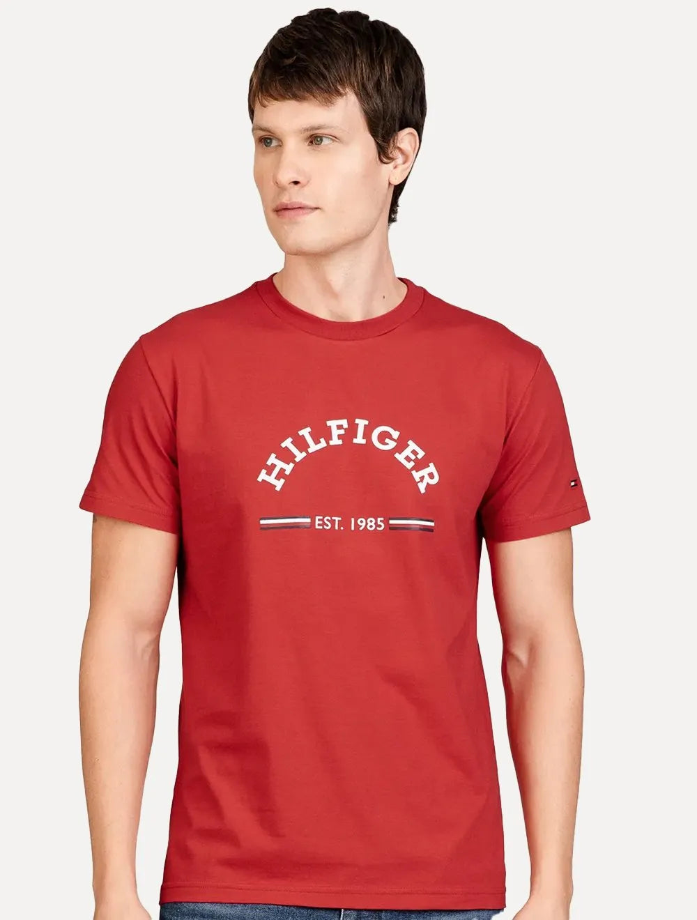Camiseta Tommy Hilfiger Masculina Monotype Logo Arched Vermelha