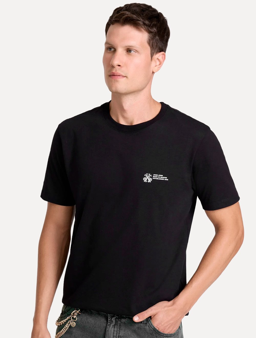 Camiseta John John Masculina Regular Fit Established 2006 Preto