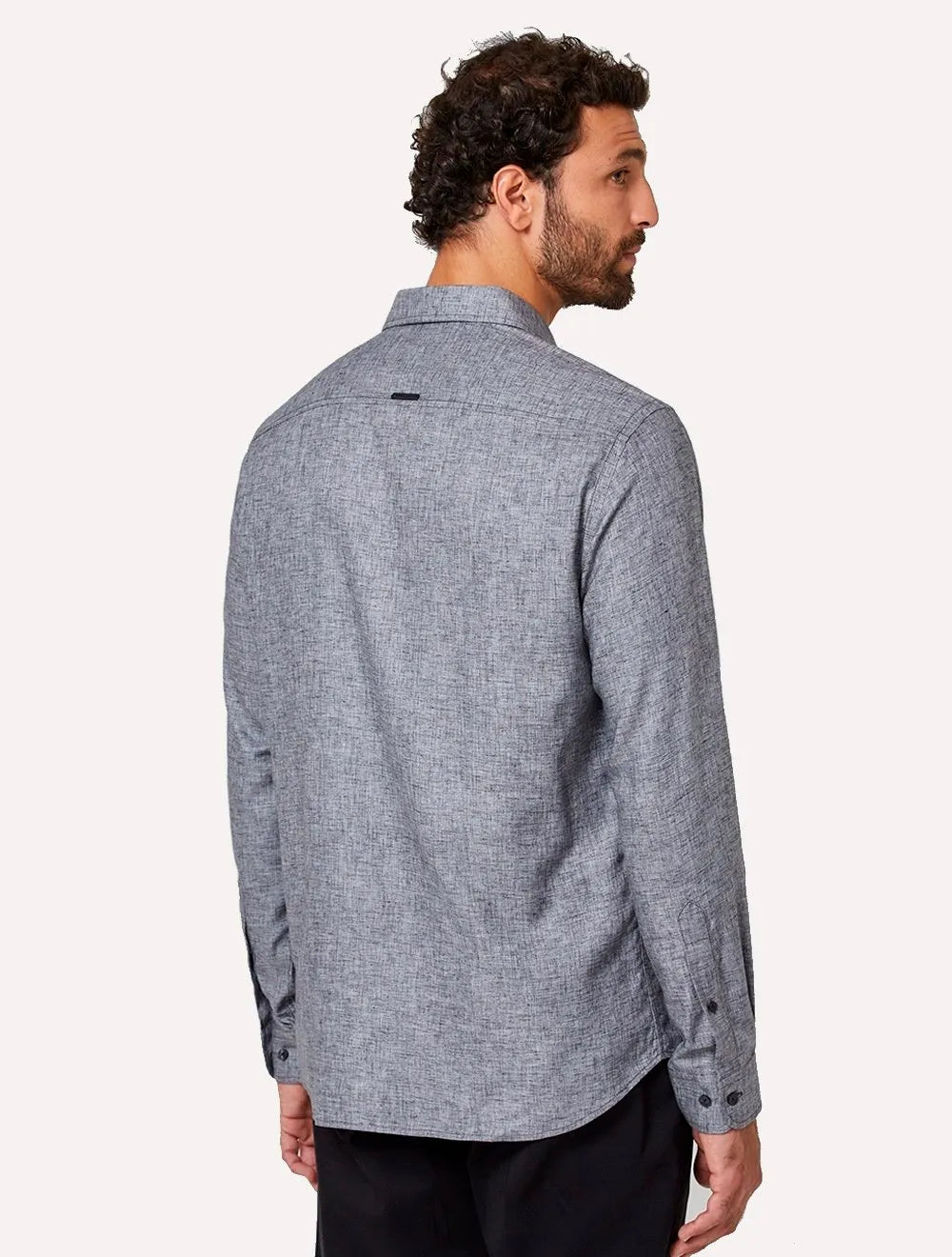 Camisa Dudalina Masculina Slim Twill Melange Cinza Escuro Mescla