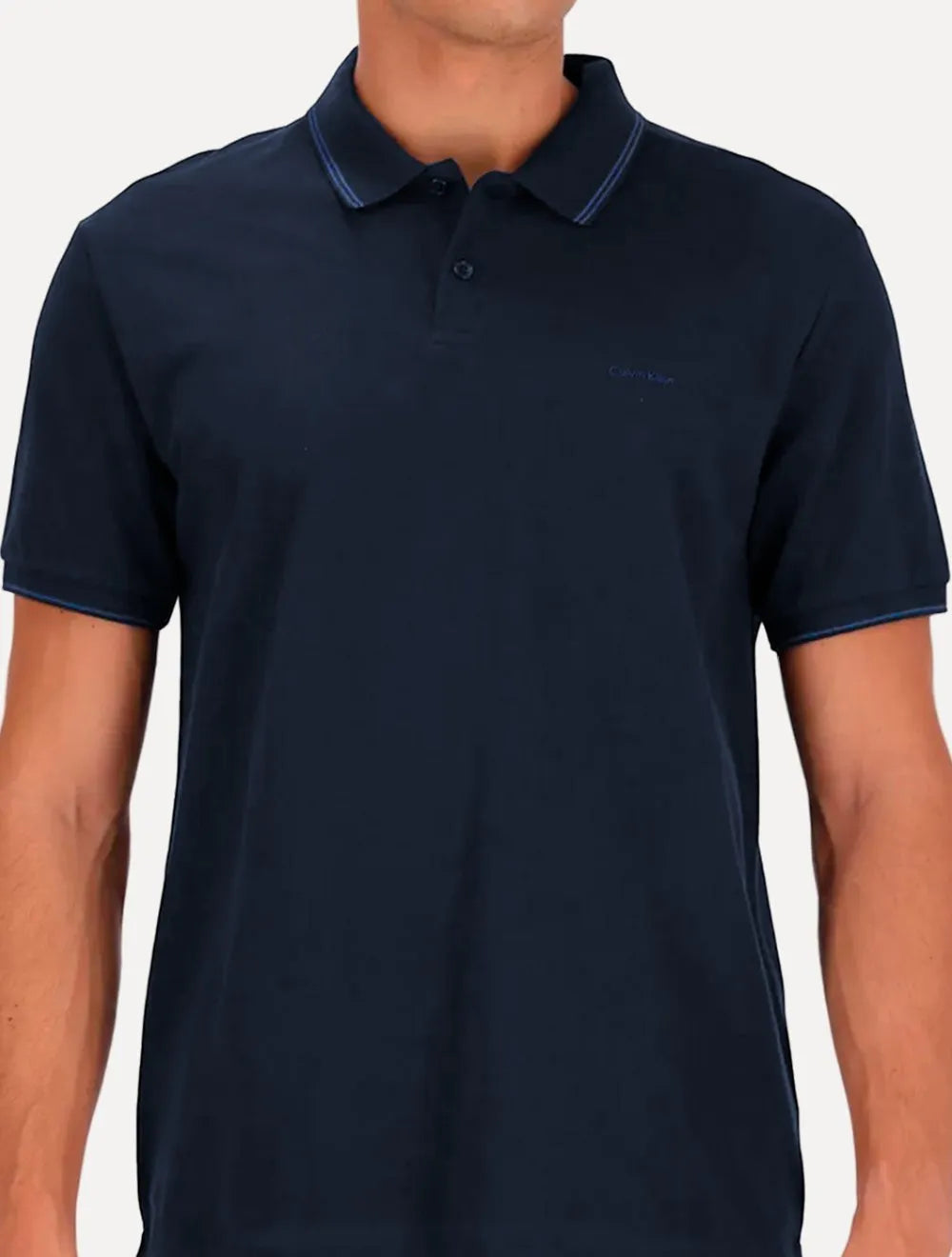 Polo Calvin Klein Piquet Regular Básica Friso Azul Marinho