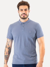 Polo Guess Masculina Piquet Small Patch Azul Médio