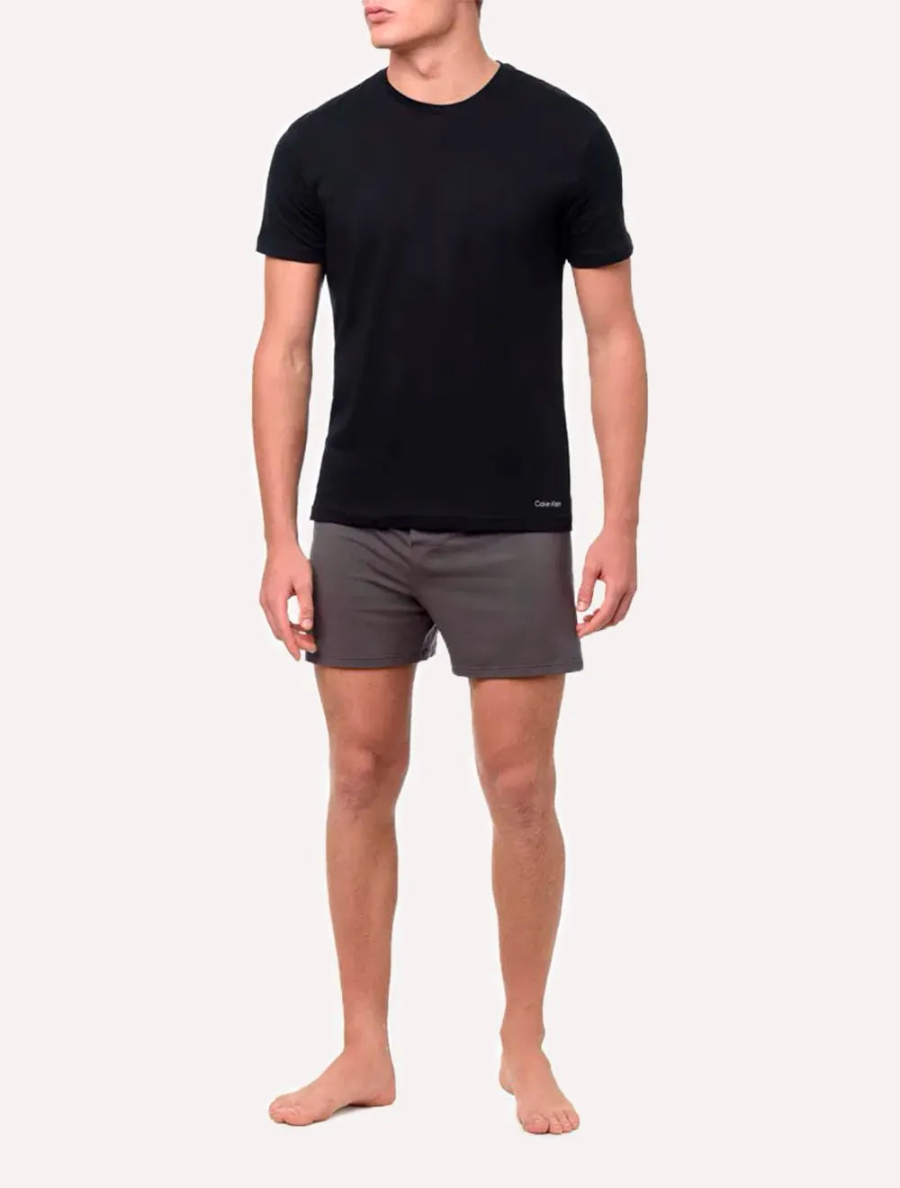 Camisetas Calvin Klein Underwear Masculinas C-Neck Pretas Pack 2UN