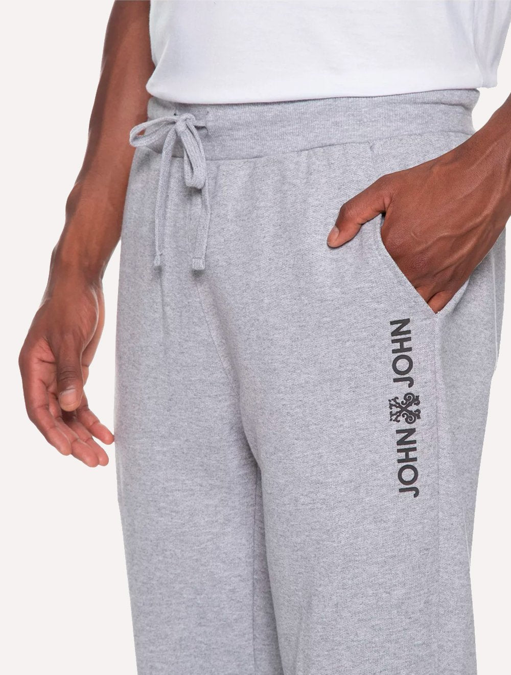 Calça John John Moletom Masculina New Basic Cinza Mescla