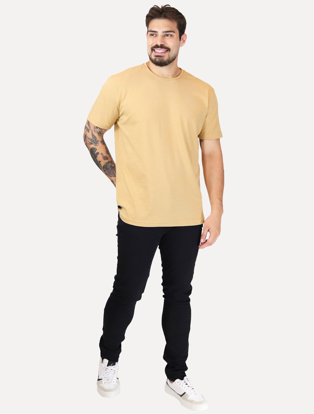 Camiseta King & Joe Masculina Comfort Piquet Premium Cáqui