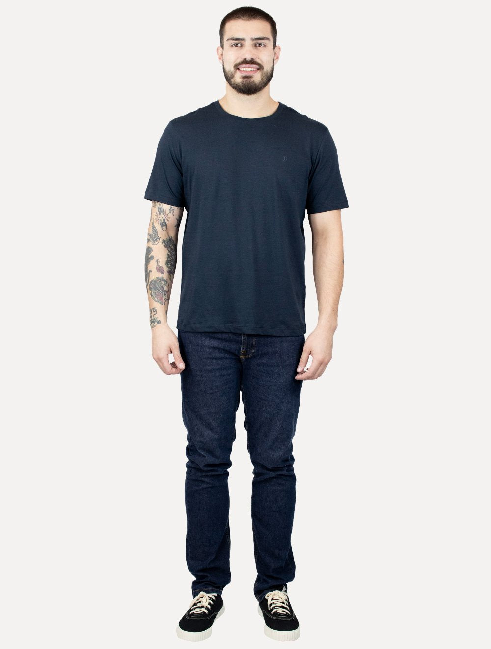 Camiseta Individual Slim Pima Soft Touch Logo Azul Marinho