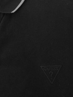 Polo Guess Masculina Piquet Frieze Logo Bordado Preta