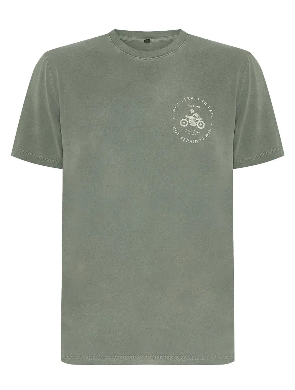 Camiseta John John Masculina Regular Not Afraid Stoned Cinza Escuro