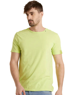 Camiseta Replay Masculina Basic Embroidered Logo Verde Lima
