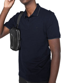 Polo Forum Masculina Muscle Piquet One Line Collar Azul Marinho