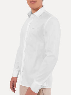 Camisa Calvin Klein Jeans Regular Plain Grey Logo Branca