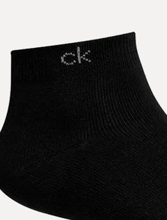 Meia Calvin Klein Cano Curto CK Preta Kit 3 Pares