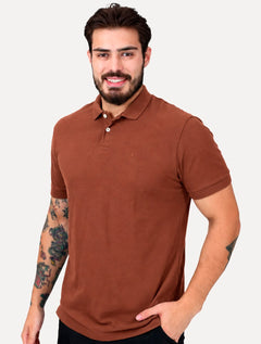 Polo Aramis Masculina Regular Basic Piquet Surton Mono Logo Terracota