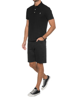 Polo Sergio K Masculina Piquet Gorgurão Light Logo Preta