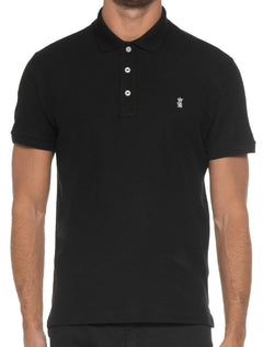 Polo Sergio K Masculina Piquet Gorgurão Light Logo Preta