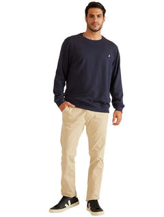 Moletom Nautica Masculino Crewneck Navy Icon Azul Marinho