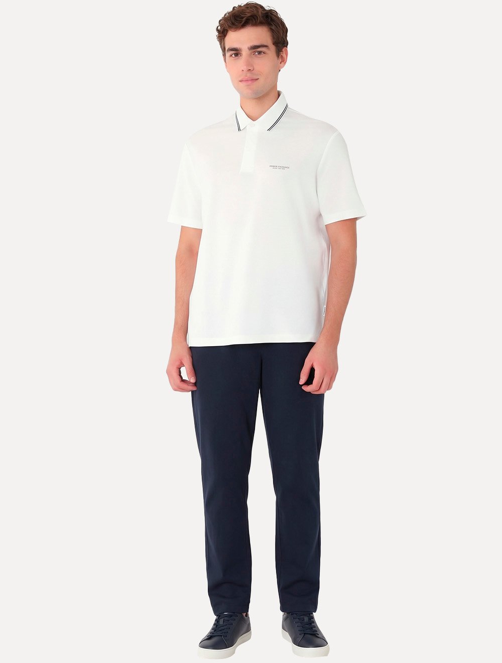 Camisa Polo Armani Exchange Regular Fit Pique Rib Details Off-White