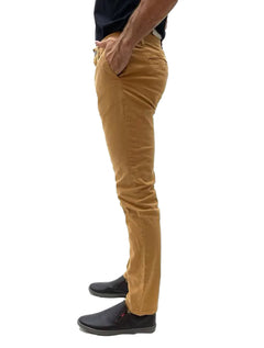 Calça Dudalina Masculina Sarja Slim Faca Color Caramelo