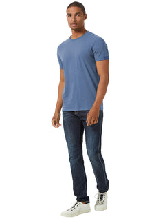 Camiseta Replay Masculina Basic Embroidered Logo Azul Claro