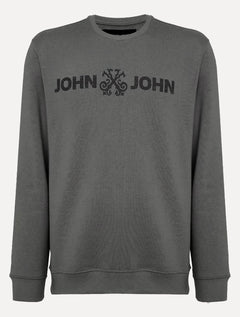 Moletom John John Masculino New Basic Logo Rusty Cinza Escuro