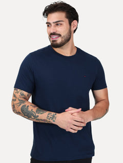 Camiseta Aramis Masculina Basic Lisa Dark Logo Azul Marinho