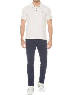 Polo Sergio K Masculina Piquet Gorgurão Dark Logo Off-White