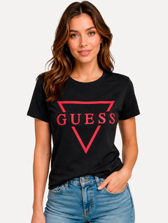 Camiseta Guess Feminina Bust Logo Preta