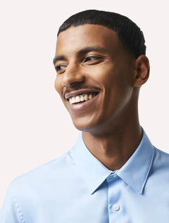Camisa Lacoste Masculina Regular Poplin Cotton Pocket Mono Azul Claro