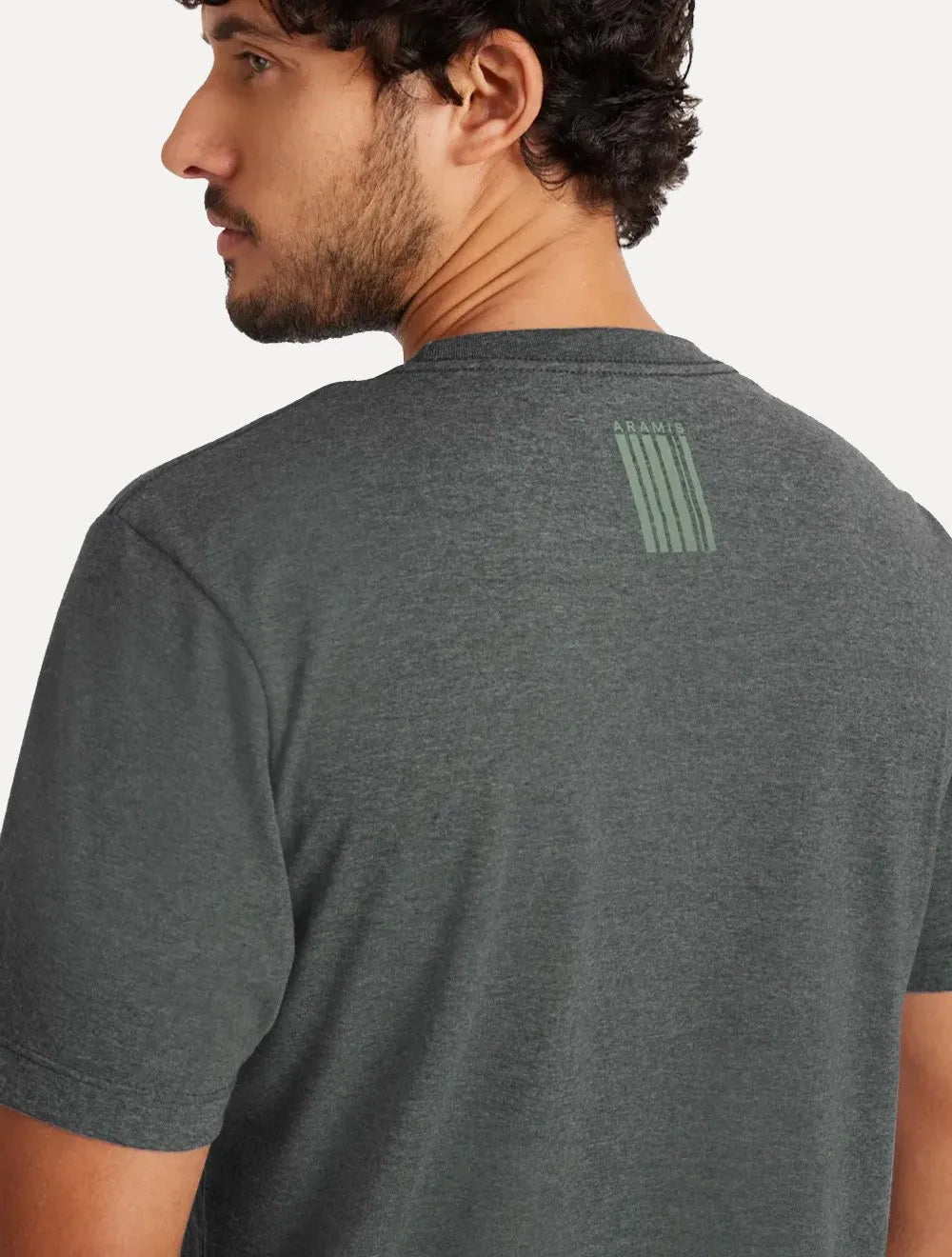 Camiseta Aramis Masculina Estampa Costas Barcode Grafite Mescla