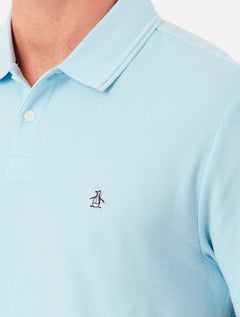 Polo Original Penguin Masculina Piquet Lisa Patch Azul Claro