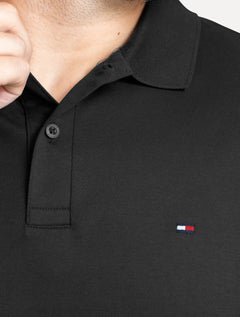 Polo Tommy Hilfiger Masculina Malha Liquid Cotton Essential Preta