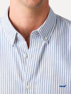 Camisa Levis Masculina Relaxed Authentic Button Down Listras Azul/Branco
