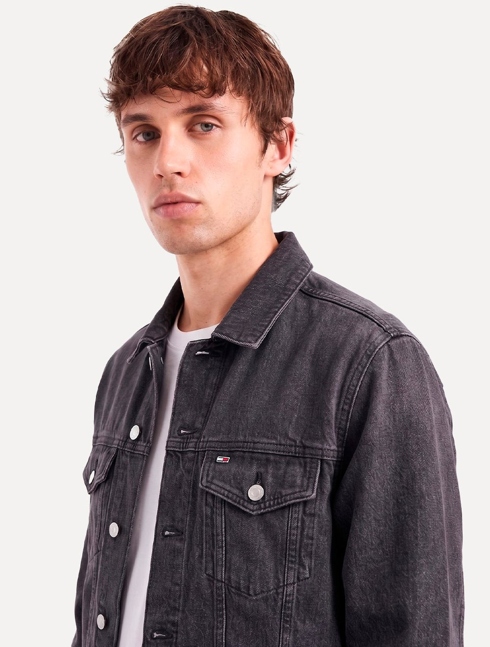 Jaqueta Tommy Jeans Masculina Regular Ryan Trucker Cinza