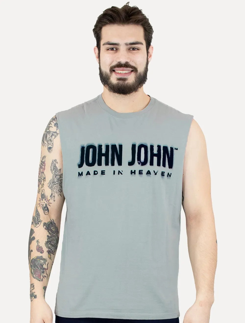 Regata John John Masculina Relaxed Old Spray Cinza Médio