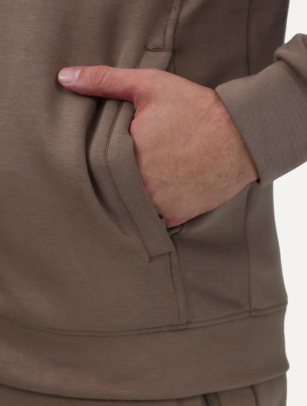 Conjunto Dixen Agasalho Moletom Jaqueta com Zíper Capuz Marrom