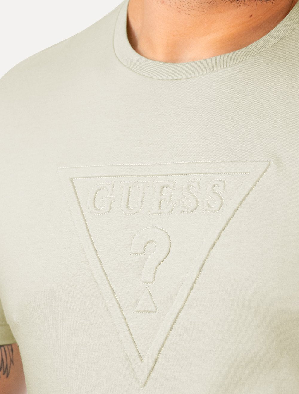 Camiseta Guess Masculina Embossed Logo Verde Claro