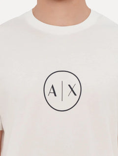 Camiseta Armani Exchange Masculina Regular Circle AX Logo Off White