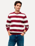 Moletom Tommy Hilfiger Masculino Crewneck Essential Terry Cáqui Claro/Bordô