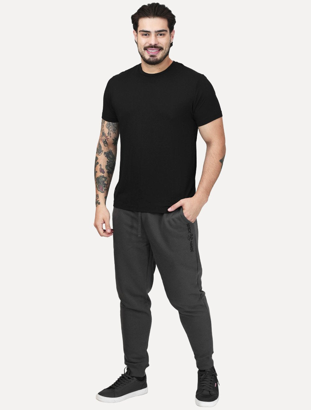 Calça John John Moletom Masculina New Basic Cinza Escuro