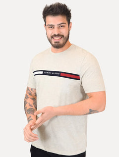 Camiseta Tommy Hilfiger Masculina Chest Insert Logo Areia Mescla