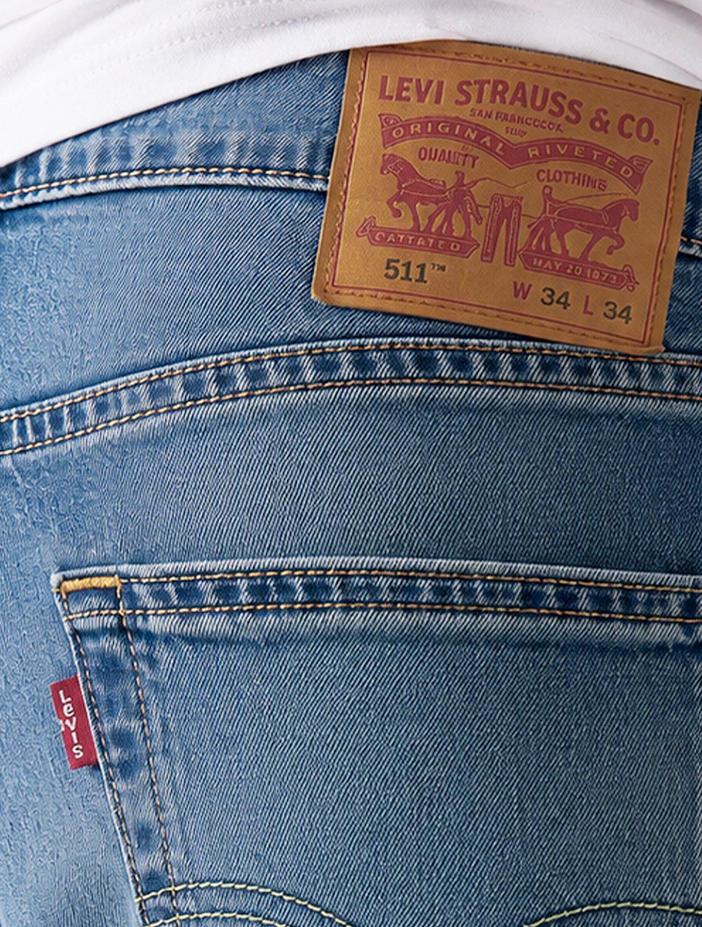 Calça Levis Jeans Masculina 511 Slim Stretch Stoned Azul Médio