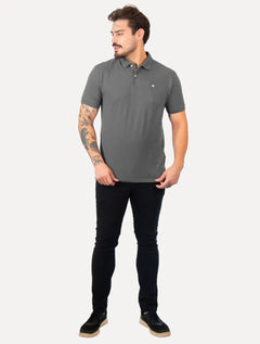 Polo Colcci Masculina Piquet Slim Light Logo Grafite