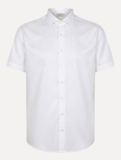 Camisa Dudalina Masculina Manga Curta Slim Superfine Cotton Tricoline Lisa Branca