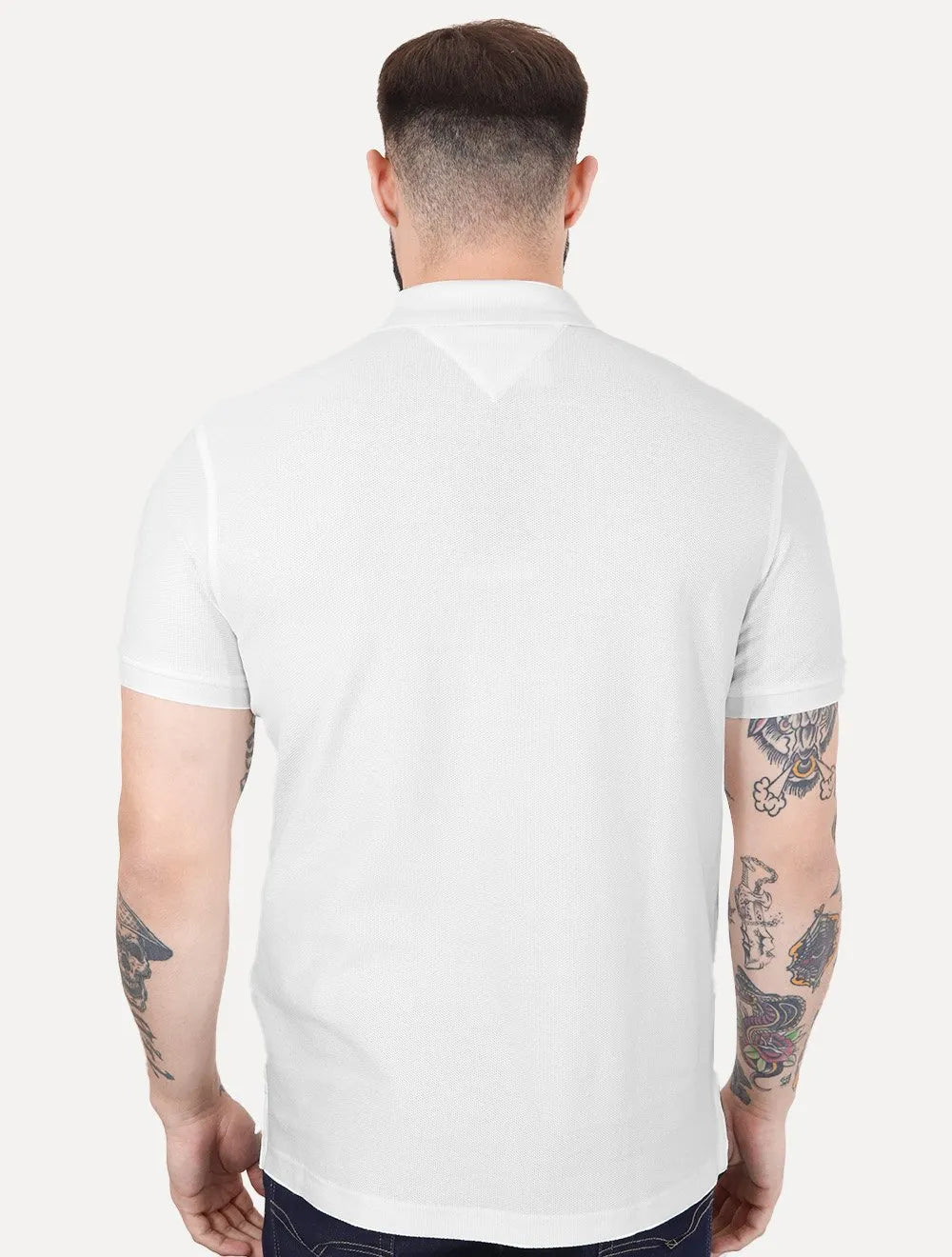 Polo Tommy Hilfiger Masculina Regular Piquet Graphic Icon Embroidery Branca